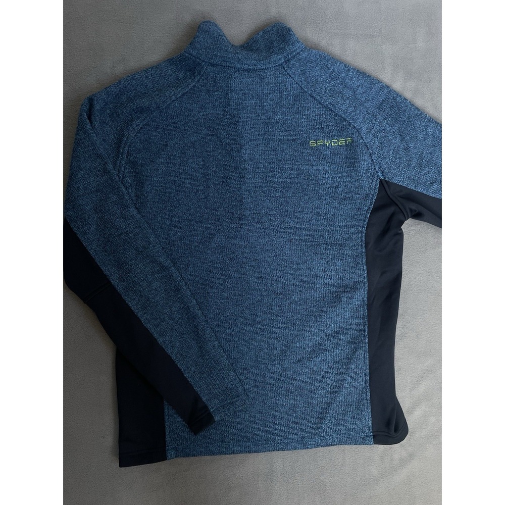 Spyder Jacket Mens Large Blue Marled Quarter Zip Pullover Fleece Sweater - Picture 8 of 11